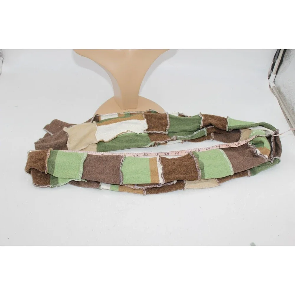 Scarf Upcycled Green Brown Whit Sweaters Winter Wedding ~8 ft Long Handmade Boho